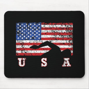 Mousepad American Flag USA Gift Natação Team Premium