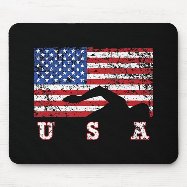 Mousepad American Flag USA Gift Natação Team Premium (Frente)