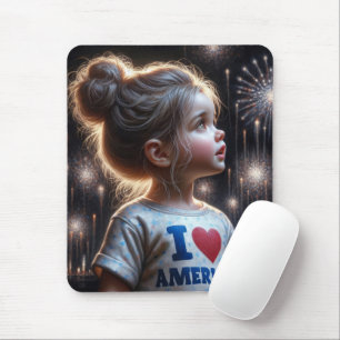 Mousepad American Girl Assistindo fogos de artifício
