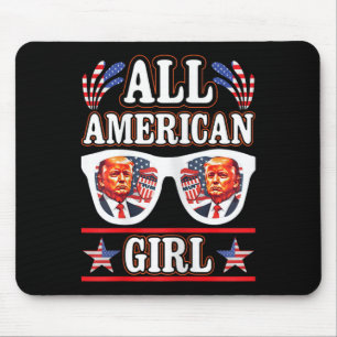 Mousepad American Girl Retro Love Heart Trump Usa American