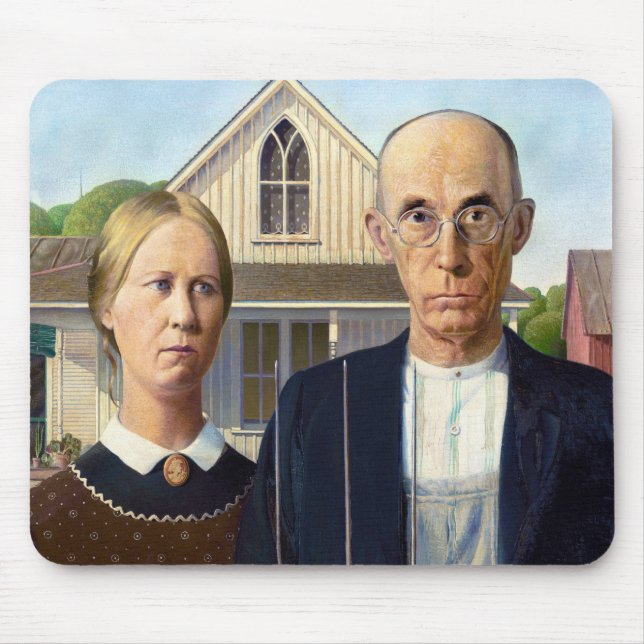 Mousepad American Gothic Classic Painting Grant Wood (Frente)
