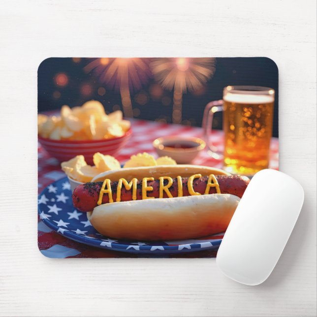 Mousepad American Hot Dog and Beer (Com mouse)
