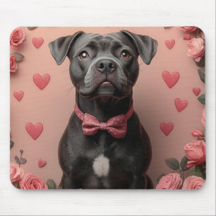 Mousepad American Staffordshire com Rosas -Dia dos Namorado