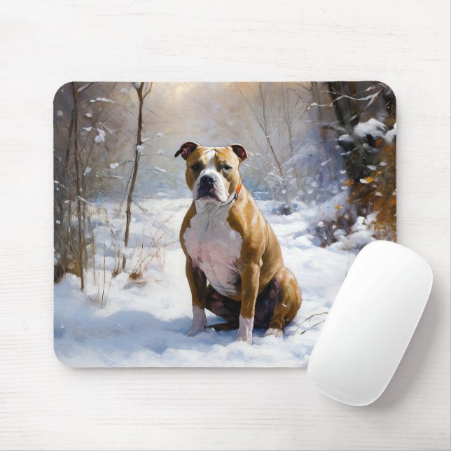 Mousepad American Staffordshire Deixe Nevar Natal (Com mouse)
