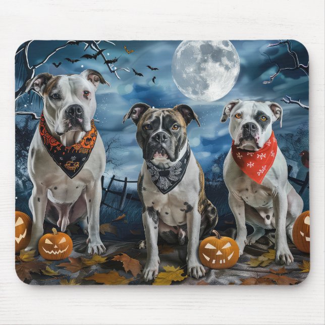 Mousepad American Staffordshire Halloween Assustador (Frente)