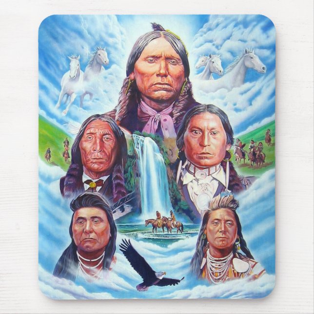 Mousepad Americanos nativos Famosos de Chefes Indianos (Frente)