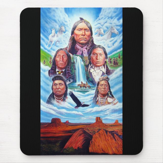 Mousepad Americanos nativos personalizáveis dos chefes indi (Frente)