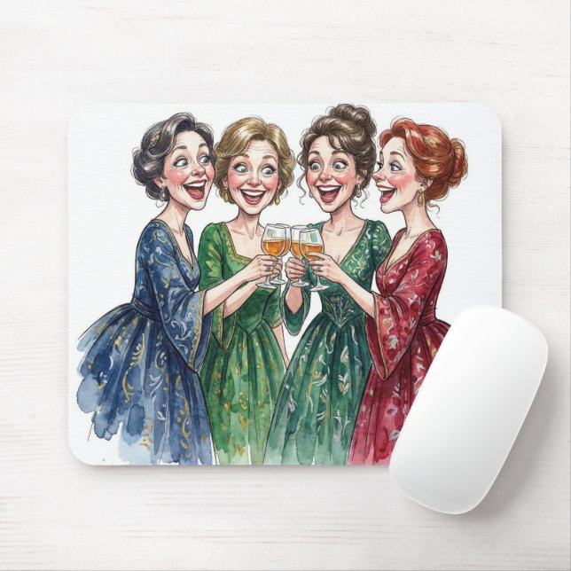 Mousepad Amigas Brindando Com Taças De Vinho (Com mouse)