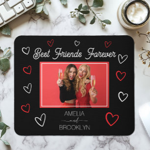 Mousepad Amigas Melhores Amigas para Sempre Corações Pretos