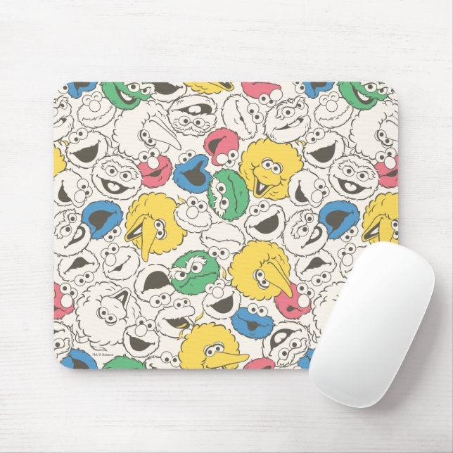 Mousepad Amigos da Rua Sésamo | Padrão de Núcleo Cabeça Gra (Com mouse)