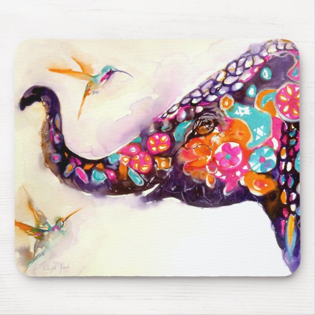 Mousepad "Amigos Enchanting" colibri & elefante (Frente)