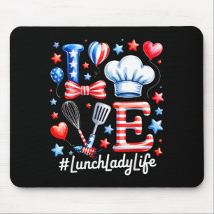 Mousepad Amo a vida da senhora do almoço 4 de julho bandeir