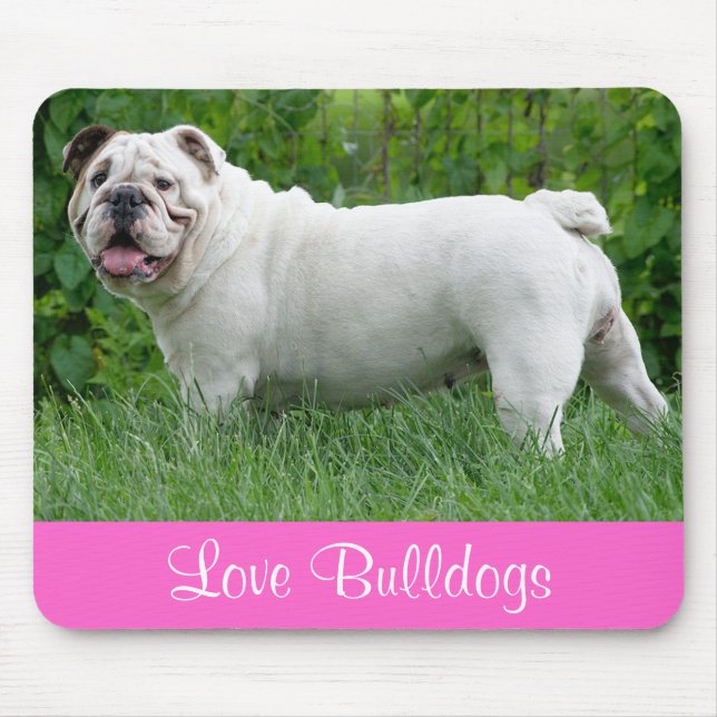 Mousepad Amo Almofada de Rato de Cachorro Cachorrinho Bulld (Frente)
