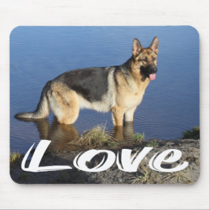 Mousepad Amo o retrato do cachorro filhote Pastor Alemão no