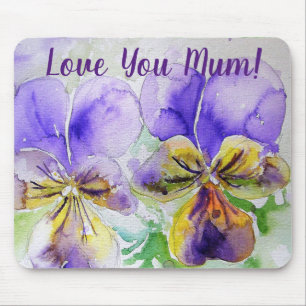 Mousepad Amo-Te A Mãe Púrpura De Mouse De Computador Fló