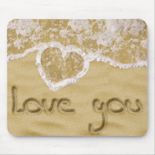 Mousepad "Amo-te" Coração escrito em Areia