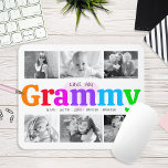 Mousepad Amo-Te Gramaticalmente Colagem Fotográfica Rainbow<br><div class="desc">"Amo-te, Grammy." Ela está amando a cada minuto com seus netos. Uma na moda visual divertida, caprichosa, de um arco-íris colorido e colorida tipografia ousada e escrita à mão preta sobrepõe um coração macio, rosa claro e um fundo branco. Adicione 6 fotos acalentadas de sua escolha e personalize os nomes...</div>