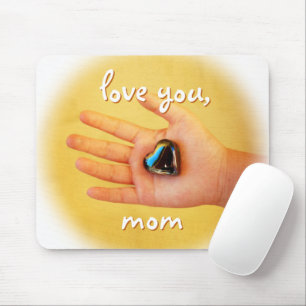 Mousepad Amo-Te, Mãe, A Mão Infantil A Segurar Foto De Cora