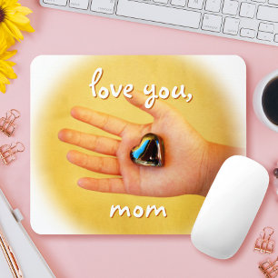 Mousepad Amo-Te, Mãe, A Mão Infantil A Segurar Foto De Cora