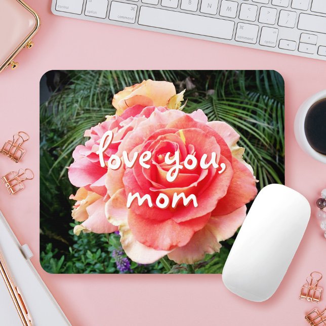 Mousepad Amo-Te Mãe Citar Rosa Rosa Rosa Rosa Fotografia Br (Criador carregado)
