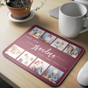 Mousepad Amo Você Vovó 8 Colagem de Fotos Burgundy