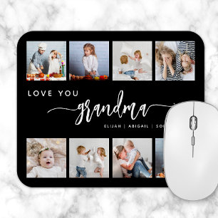 Mousepad Amo Você Vovó 8 Colagem de Fotos Preto