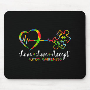 Mousepad Amor ao Vivo Aceita Autismo Homens Consciência Mul