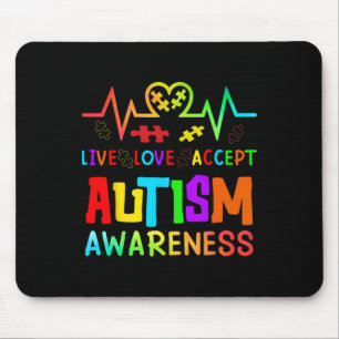 Mousepad Amor ao Vivo Aceite Autismo Consciência Arco-Íris 
