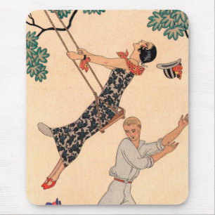 Mousepad Amor Art Déco Vintage, O Balanço por George Barbie