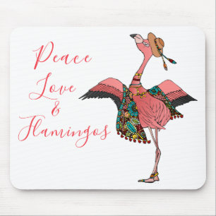 Mousepad Amor boémio bonito & flamingos da paz do flamingo