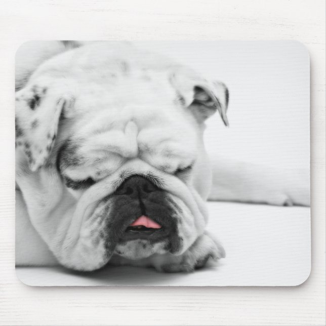 Mousepad Amor branco do buldogue (Frente)