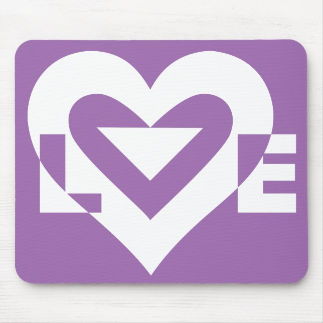 Mousepad Amor branco em roxo (Frente)