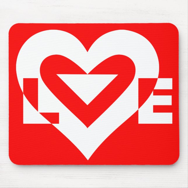 Mousepad Amor Branco em Vermelho (Frente)