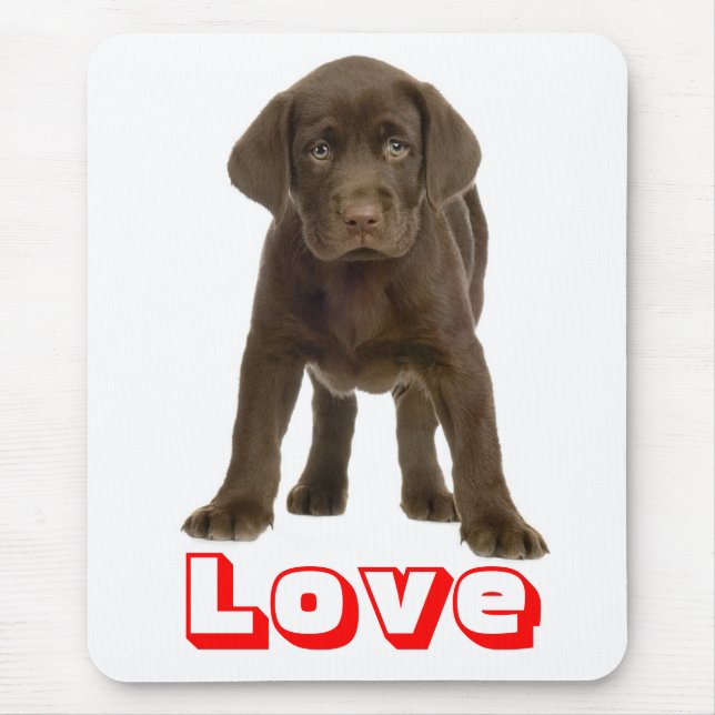 Mousepad Amor, Chocolate Castanho Labrador, Venriever Cão (Frente)