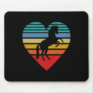 Mousepad Amor com Animais do Coração de Cavalo Retro