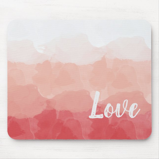 Mousepad Amor com Gradação Cor-de-Obra Vermelha e Rosa (Frente)