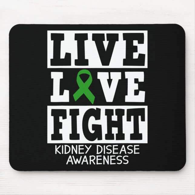 Mousepad Amor Combater a Consciência da Doença Renal Verde (Frente)