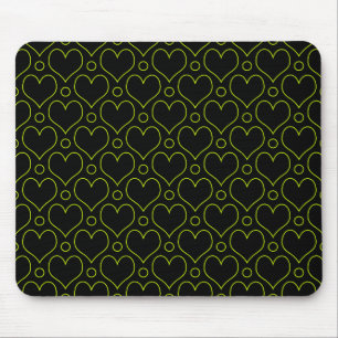 Mousepad Amor Corações e Bolinhas padrão no Verde limão