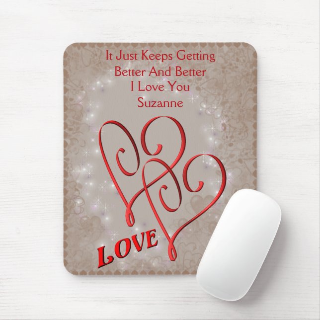 Mousepad Amor Corações Vermelhos Interligados Personalizado (Com mouse)