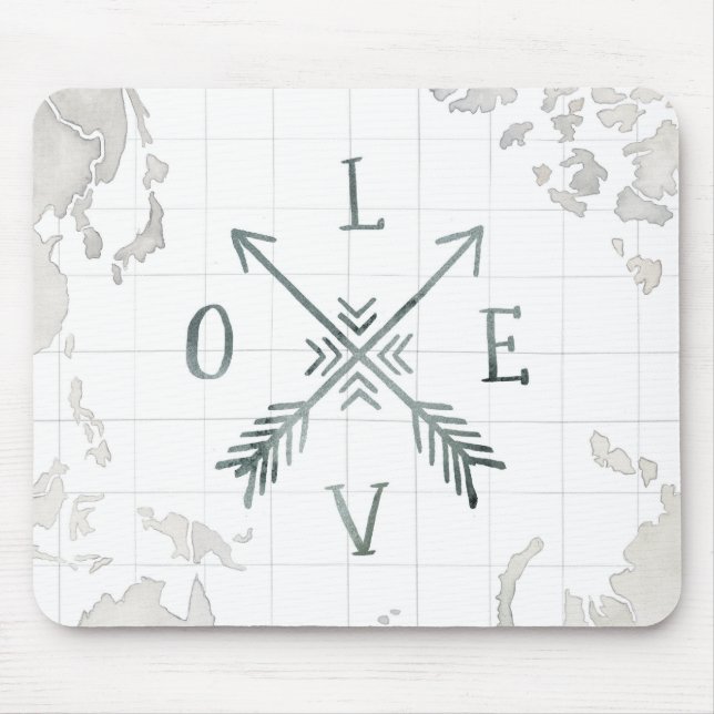 Mousepad Amor da aventura III | do Wanderlust da aguarela (Frente)