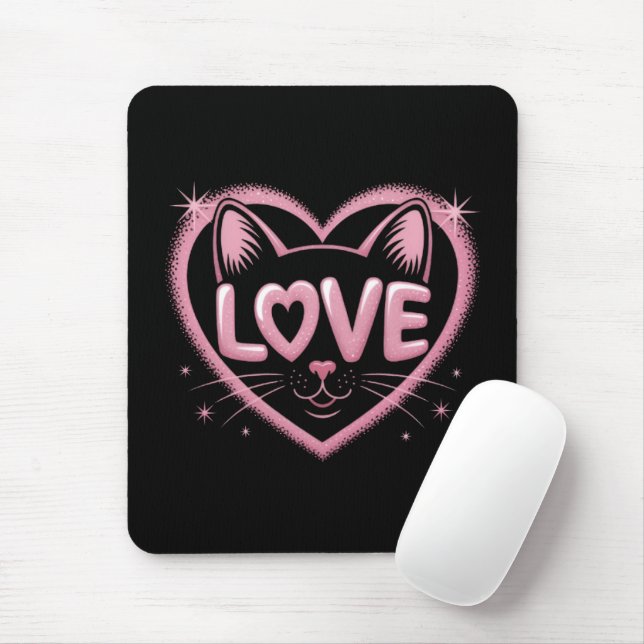 Mousepad Amor de Gato Brilhante (Com mouse)