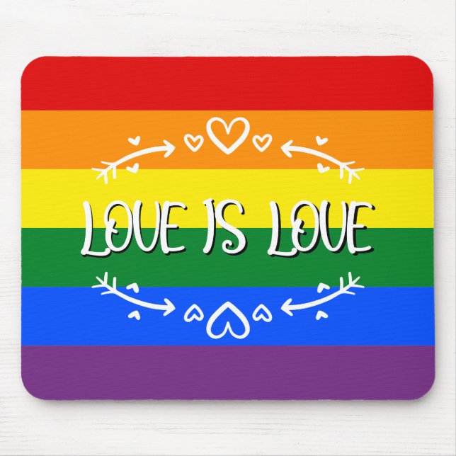 Mousepad Amor é Amor Arco-íris Mês do Orgulho LGBTQ Mousepa (Frente)