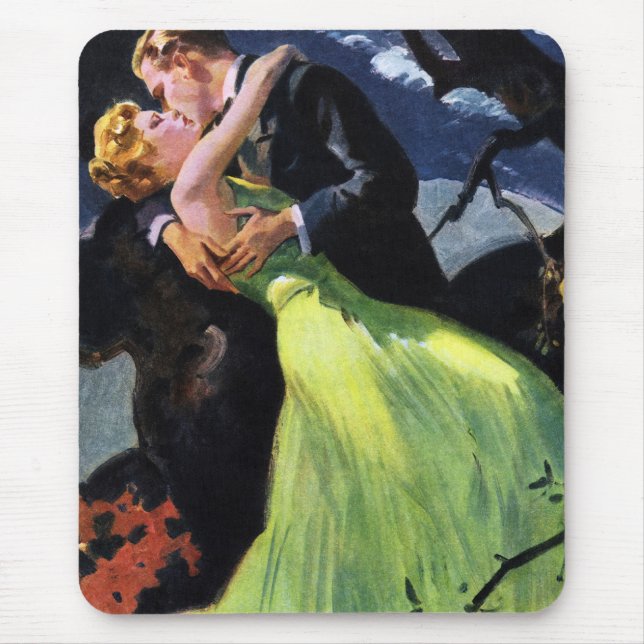 Mousepad Amor e Romance Vintage, Beijo Romântico (Frente)