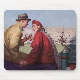 Mousepad Amor e Romance Vintage, Casal em Jogo de Futebol