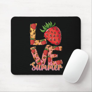 Mousepad Amor e Verão   Rosa e Castanho   Morango Fresco