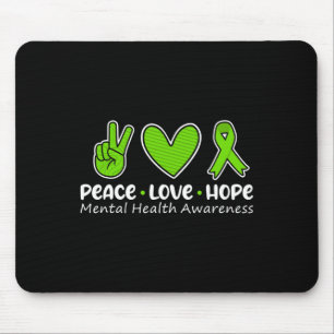 Mousepad Amor Esperança Saúde Mental Consciência Verde Fris