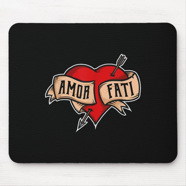 Mousepad Amor Fati - Click Nietzsche Tattoo Heart Design (Frente)