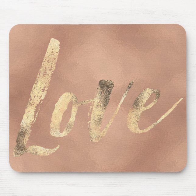 Mousepad Amor Glam Dourado cor-de-rosa (Frente)