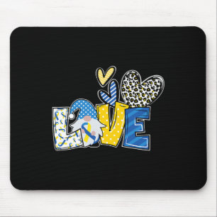 Mousepad Amor Gnomos Azul Fita Amarela Sindroma para Baixo