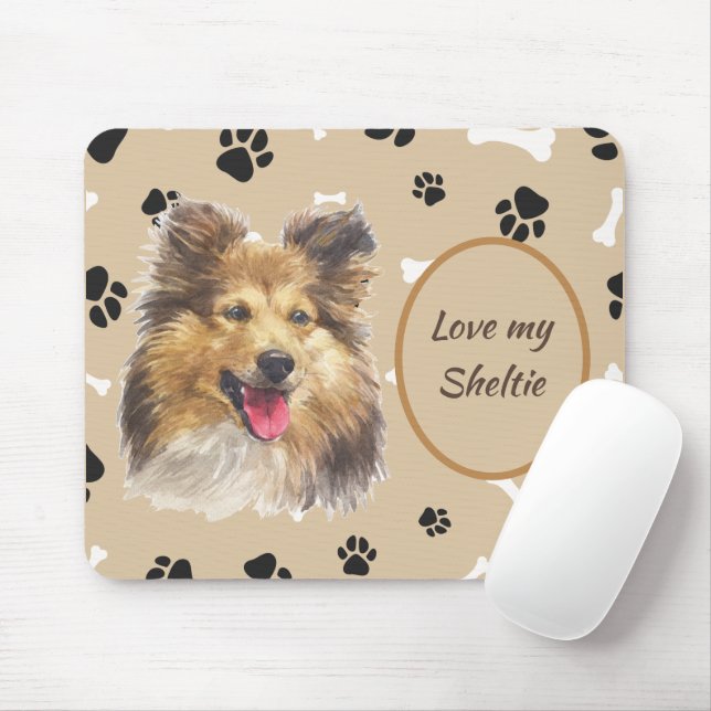 Mousepad Amor Minha Pawprint Sheepdog Shetland (Com mouse)